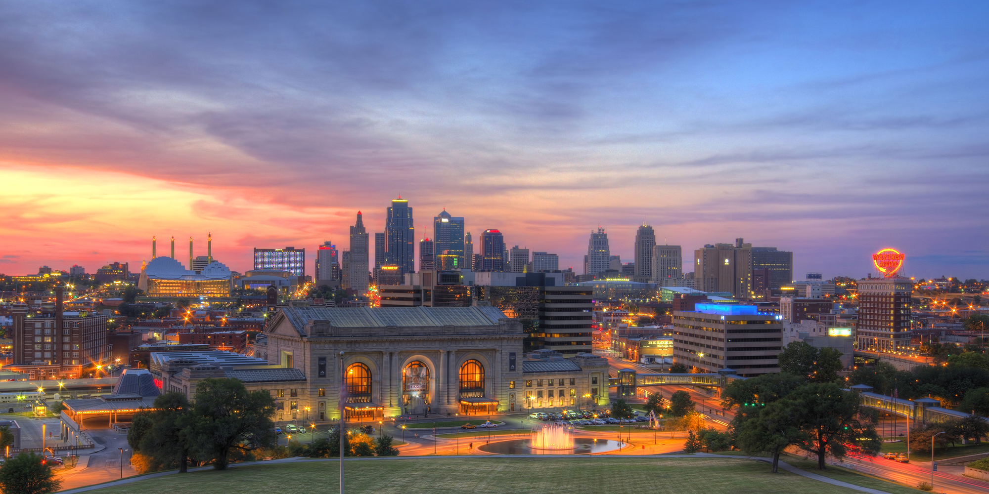 Kansas City skyline at sunset